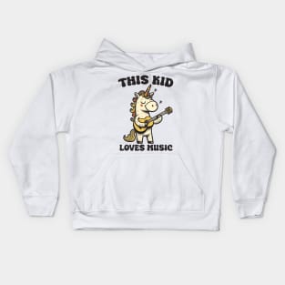 Unicorn playing guitar Kids Hoodie